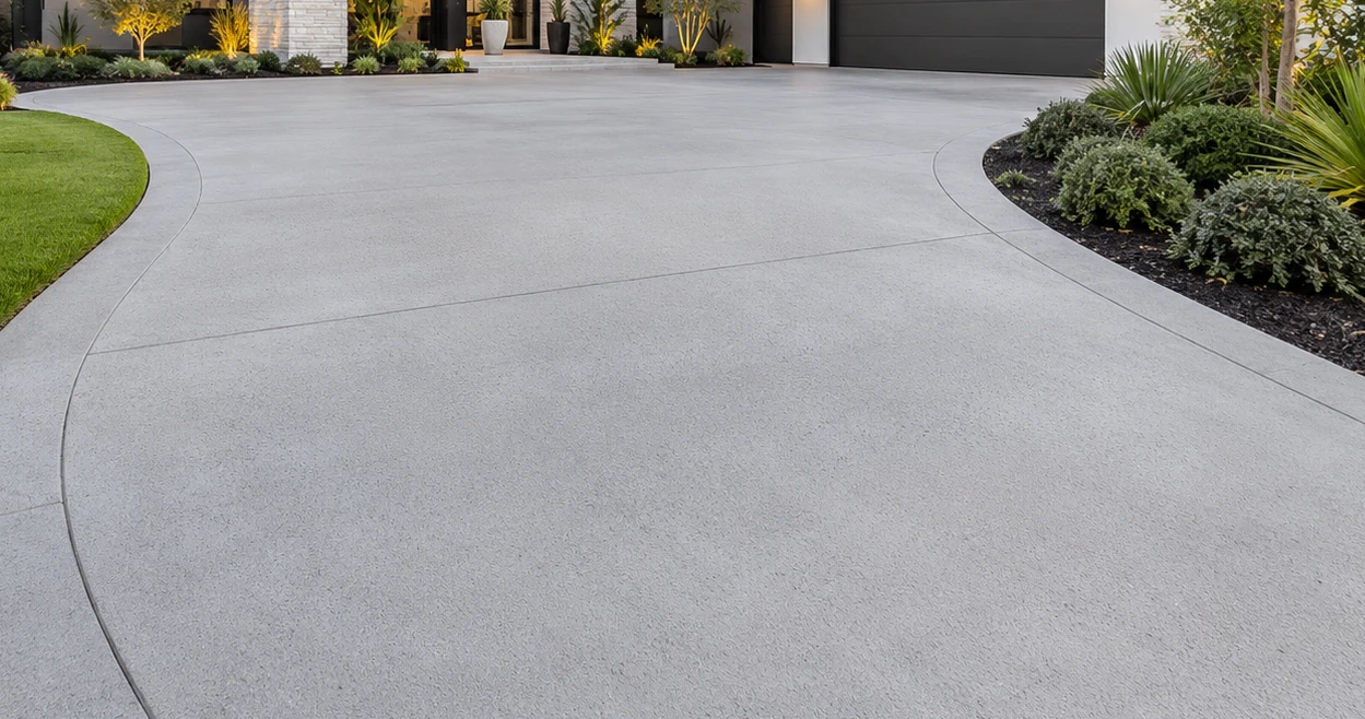 A standard concrete driveway that has been recently restored in Wollongong